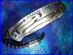 Titanium Blue Opal Benchmade Knife after Sebenza with Chris Reeves lanyard $895