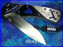 Titanium Blue Opal Benchmade Knife after Sebenza with Chris Reeves lanyard $895
