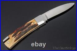 Tobin Toby Hill Custom Stag Tail Lock Folding Knife - RARE