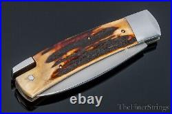 Tobin Toby Hill Custom Stag Tail Lock Folding Knife - RARE