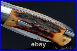 Tobin Toby Hill Custom Stag Tail Lock Folding Knife - RARE