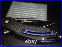 Todd Begg Blue Orange Peel Titanium Carbon Fiber Mini Glimpse Flipper Knife
