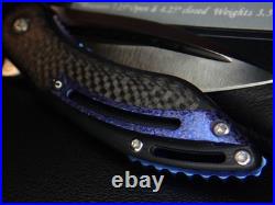 Todd Begg Blue Orange Peel Titanium Carbon Fiber Mini Glimpse Flipper Knife