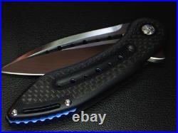 Todd Begg Blue Orange Peel Titanium Carbon Fiber Mini Glimpse Flipper Knife