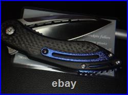 Todd Begg Blue Orange Peel Titanium Carbon Fiber Mini Glimpse Flipper Knife