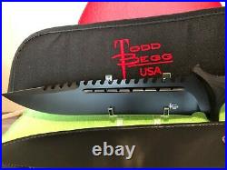 Todd Begg Custom Razorback fixed blade knife with leather sheath