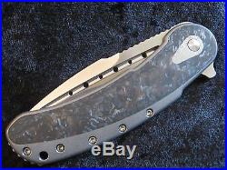 Todd Begg Knives Custom Slim Bodega Flipper-Satin Blade-Marbled Carbon Fiber