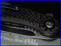 Todd Begg Knives Dress Mini Glimpse Blue Anodized Titanium Carbon Fiber Knife