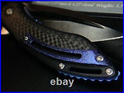 Todd Begg Knives Dress Mini Glimpse Blue Anodized Titanium Carbon Fiber Knife