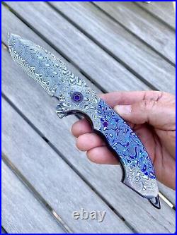 Todd Fischer Sr. Custom Full Dress Archangel Damasteel Black Timascus Knife New