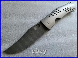 Tom Mayo XL Moran Bowie, Fireball Damascus Blade, Mayo Holes, 4.25 Knife