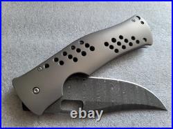 Tom Mayo XL Moran Bowie, Fireball Damascus Blade, Mayo Holes, 4.25 Knife