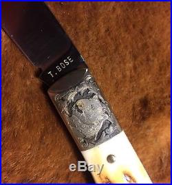 Tony Bose Wilfred IN Custom Knife Knives Early Stag Back Pocket Style Engraved