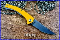 Trailing Point Folding Knife Pocket Hunting Survival Army Tactical D2 Steel G10