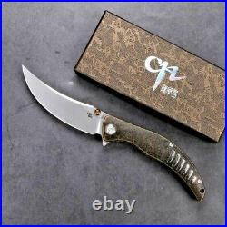 Trailing Point Folding Knife Pocket Hunting Tactical S35VN Blade Titanium Handle