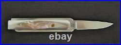 Tro Knives Tom Overeynder Custom Silver & Abalone Folding Frame Knife! S/n 004