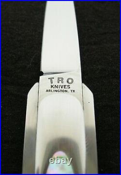 Tro Knives Tom Overeynder Custom Silver & Abalone Folding Frame Knife! S/n 004