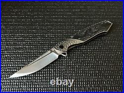 TuyaKnife Kingsman V1 M390 Blade Titanium Handle Marble Carbon Fiber Inlay