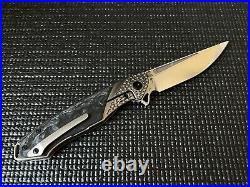 TuyaKnife Kingsman V1 M390 Blade Titanium Handle Marble Carbon Fiber Inlay