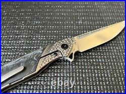 TuyaKnife Kingsman V1 M390 Blade Titanium Handle Marble Carbon Fiber Inlay