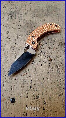 USA Alien Knives Smug FF Friction Folder Knife 1095 Carbon Steel Copper Sales