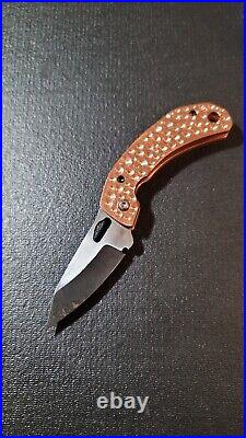 USA Alien Knives Smug FF Friction Folder Knife 1095 Carbon Steel Copper Sales