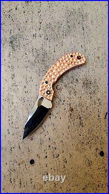 USA Alien Knives Smug FF Friction Folder Knife 1095 Carbon Steel Copper Sales