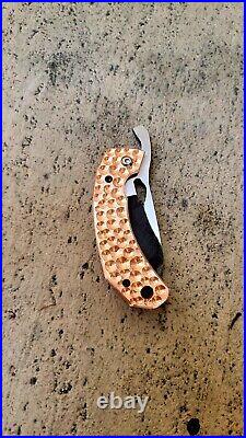 USA Alien Knives Smug FF Friction Folder Knife 1095 Carbon Steel Copper Sales