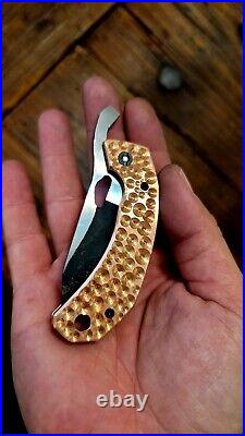 USA Alien Knives Smug FF Friction Folder Knife 1095 Carbon Steel Copper Sales