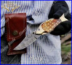 Unique Handmade Damascus Folding Pocket Knife Personalized Gift for Any Occasion