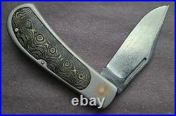 V Balistreri 2.75 Polished Damasteel Titanium Slipjoint Gold Fat Carbon Inlays