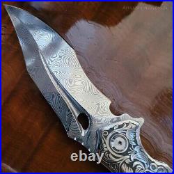 VG10 Damascus Steel Pocket Knife Survival Knife Snakewood Outdoor Collectible