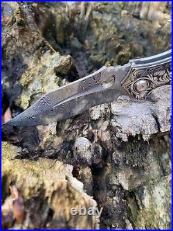 VG10 Damascus Steel Pocket Knife Survival Knife Snakewood Outdoor Collectible
