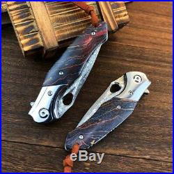 Vg10 Damascus Steel Folding Knife Rescue Camping Pocket Edc Flipper Ball Bearing