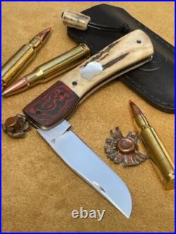 Vincenzo Balistreri Custom Stag Rwl 34 Stag Mars Pearl Shield Knife Very Nice