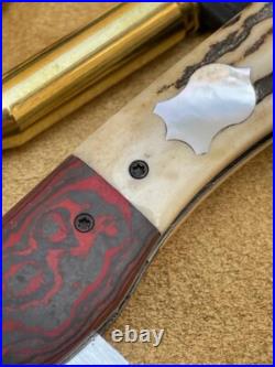 Vincenzo Balistreri Custom Stag Rwl 34 Stag Mars Pearl Shield Knife Very Nice