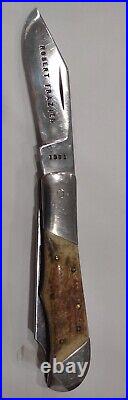 Vintage 1981 Custom Made Folding Knife by Robert Frazier, 2 blades, Stag handles