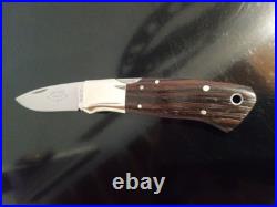 Vintage 80's J. M. G. Handmade 4'' Pocketknife. Marado wood. Nickel-silver. Japan