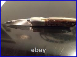 Vintage 80's J. M. G. Handmade 4'' Pocketknife. Marado wood. Nickel-silver. Japan