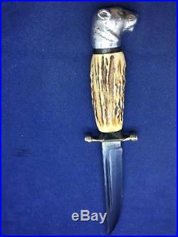 Vintage PUMA Pre 1950 Sambar Stag Knife With Pommel Puma Cat Head Mint #16