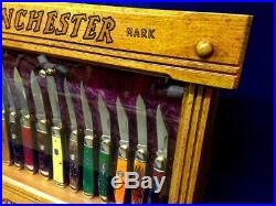 Vintage Winchester Pocket Knife Display Case Antique Knives Counter Top Display
