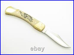 Vtg Schrade USA Uncle Henry Bear Cult Scrimshaw Folding Hunter Knife Beaded