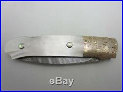 W. D. Pease Custom Handmade Folding Knife Unused Mint Damascus Mokume