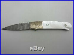 W. D. Pease Custom Handmade Folding Knife Unused Mint Damascus Mokume