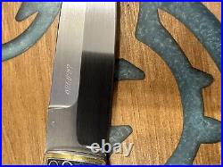WD Pease Custom Stag Folding Knife- Engraved With Gold Inlay By Lisa Tomlin