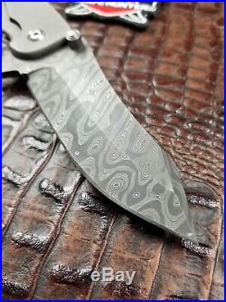 WDZ Knives Azrael Custom Folding Flipper Knife Damascus / CF / Titanium