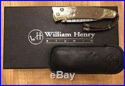 WILLIAM HENRY Knife B30 Gray Hills Fossil Bone, Gold and Citrine Retail $2149