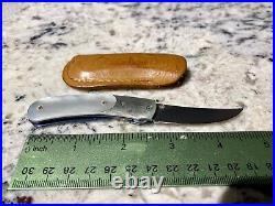 WILLIAM HENRY Pocket Knife USA with Sheath Mother Of Pearl Very Good Condition
