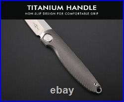 Wharncliffe Folding Knife Pocket Hunting Survival Combat M390 Steel Titanium EDC