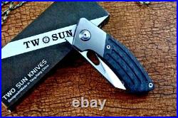 Wharncliffe Folding Knife Pocket Hunting Survival Tactical D2 Steel Titanium CF